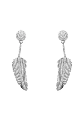 Angelic Feather Drop Earrings Silver