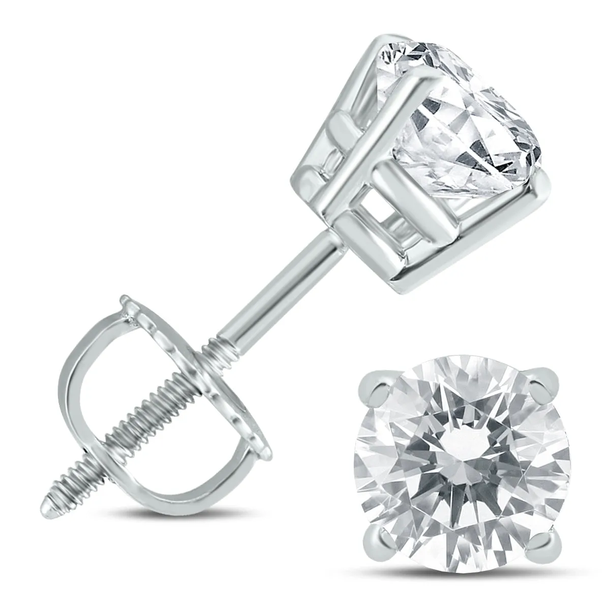 1 1/4 Carat Tw Diamond Solitaire Earrings In 14K White Gold (H-I Color, Si2-Si3 Clarity)