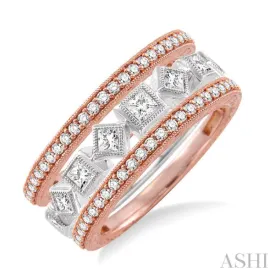 1 Ctw Diamond Wedding Set in 14K Rose and White Gold