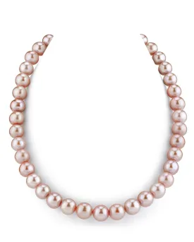 10.5-11.5mm Pink Freshwater Pearl Necklace- AAAA Quality