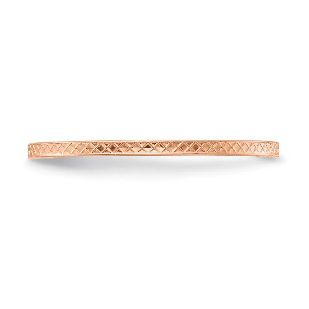 10K Rose Gold 1.2mm Criss-Cross Pattern stackable Band  | 1STK20-120R