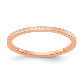 10K Rose Gold 1.2mm Criss-Cross Pattern stackable Band  | 1STK20-120R