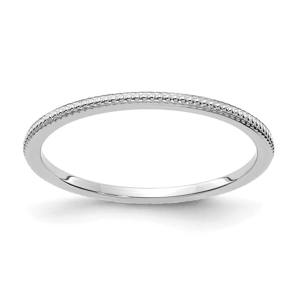 10K White Gold 1.2mm Bead Stackable Band | 1STK18-120W