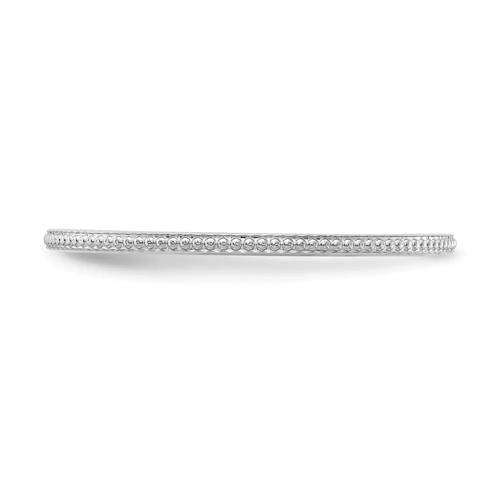 10K White Gold 1.2mm Bead Stackable Band | 1STK18-120W