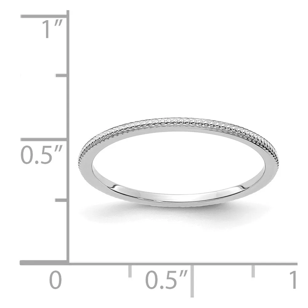 10K White Gold 1.2mm Bead Stackable Band | 1STK18-120W