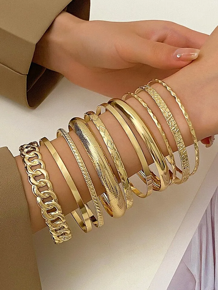 10pcs bohemian vintage minimalist bracelets in gold