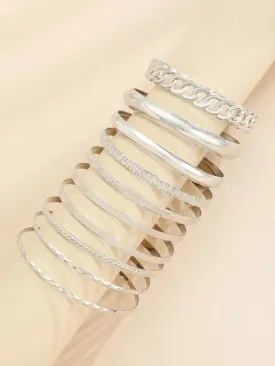 10pcs bohemian vintage minimalist bracelets in silver