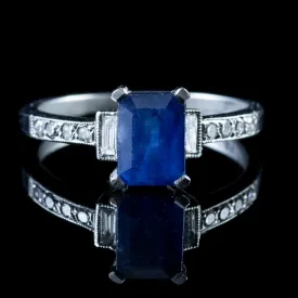 1.10Ct Sapphire 0.60Ct Diamond Engagement Ring Platinum