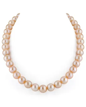 11.5-12.5mm Peach Freshwater Pearl Necklace - AAA Quality