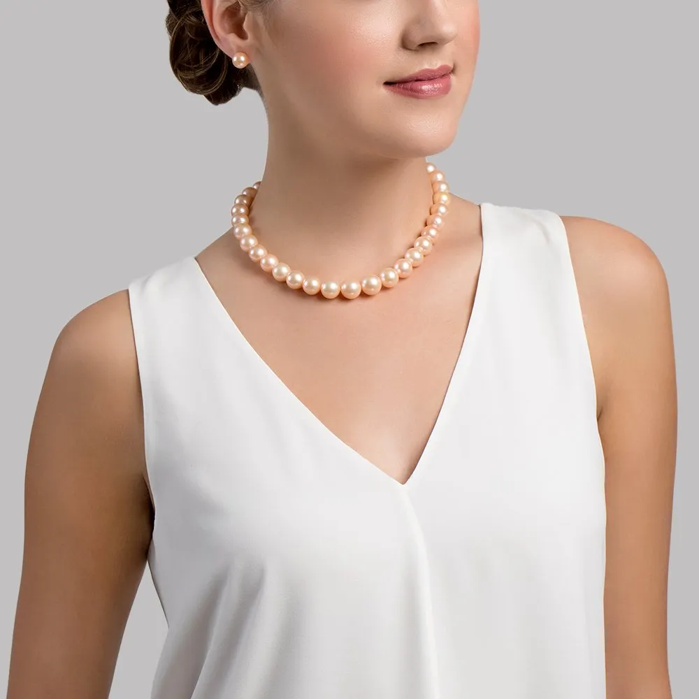 11.5-12.5mm Peach Freshwater Pearl Necklace - AAA Quality