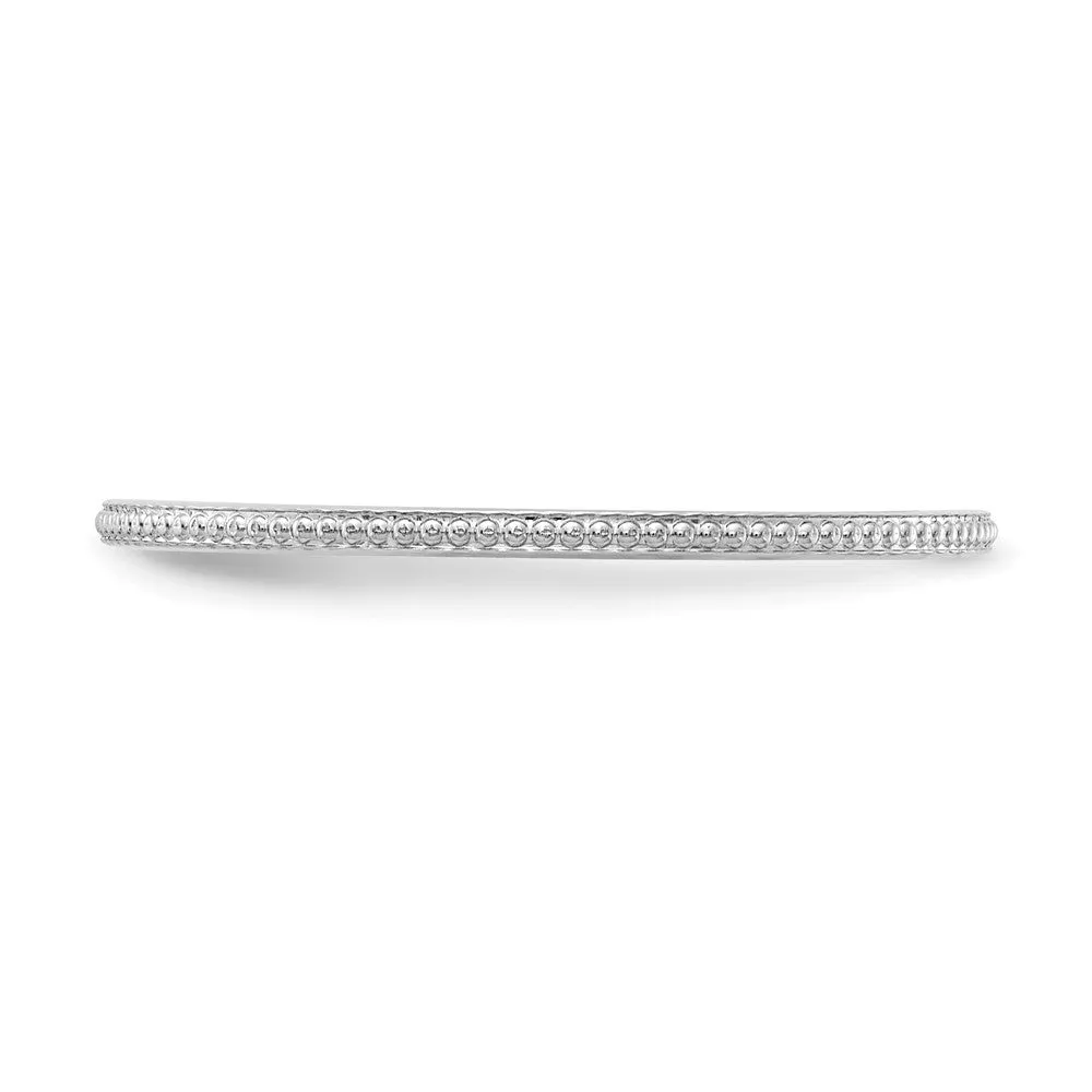 1.2mm 10k White Gold Beaded Stackable Band