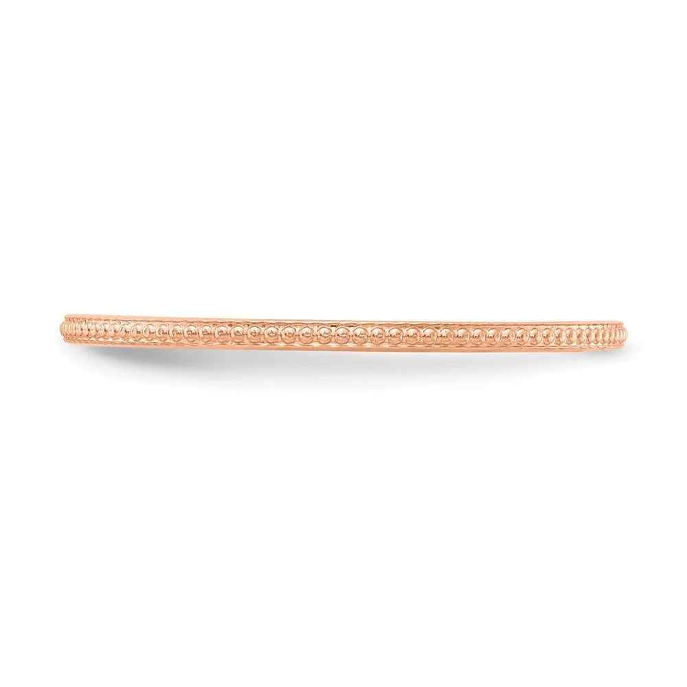 1.2mm 14k Rose Gold Beaded Stackable Band