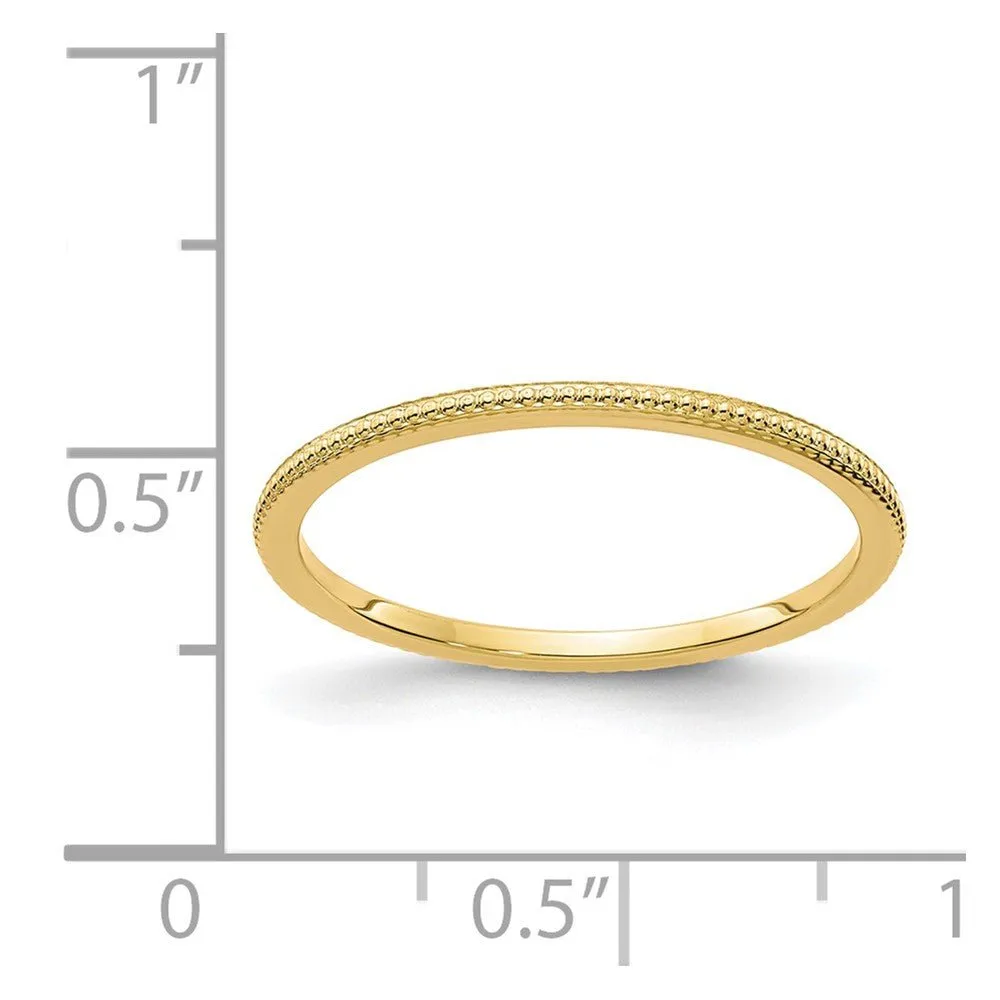 1.2mm 14k Yellow Gold Beaded Stackable Band