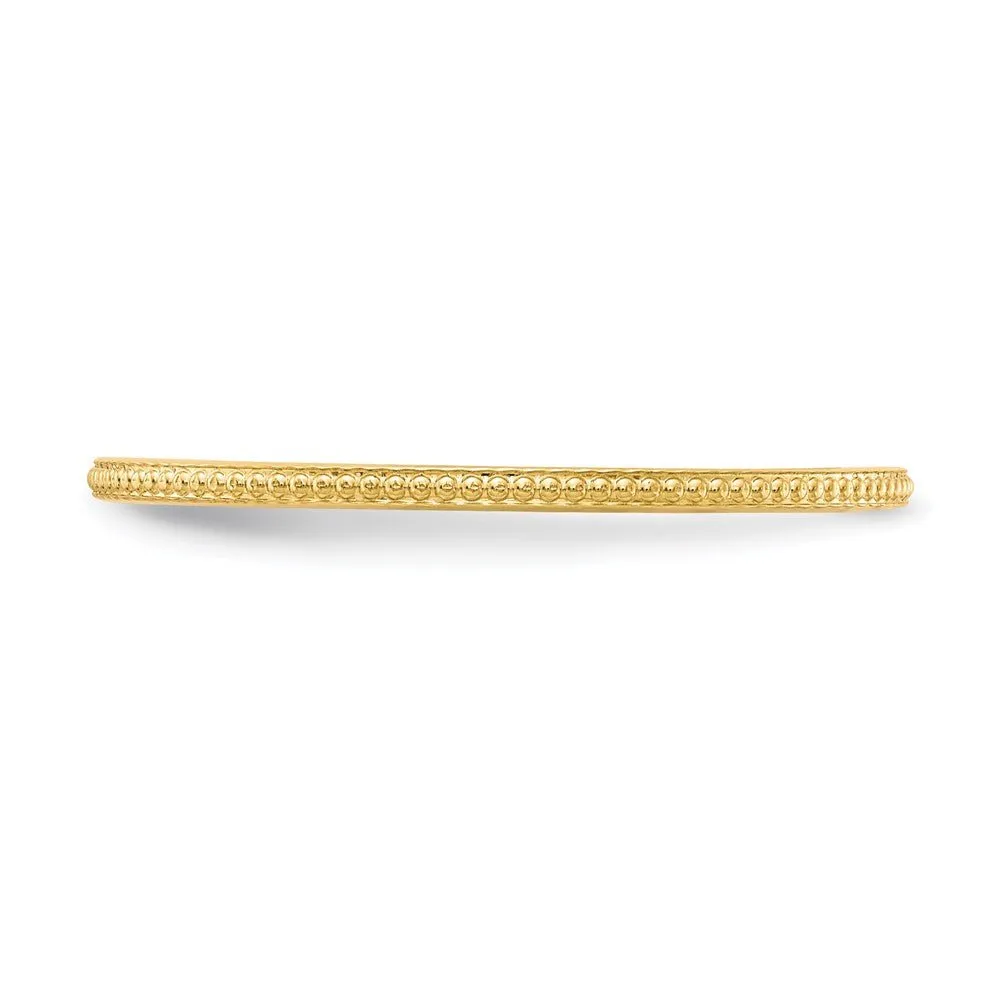 1.2mm 14k Yellow Gold Beaded Stackable Band