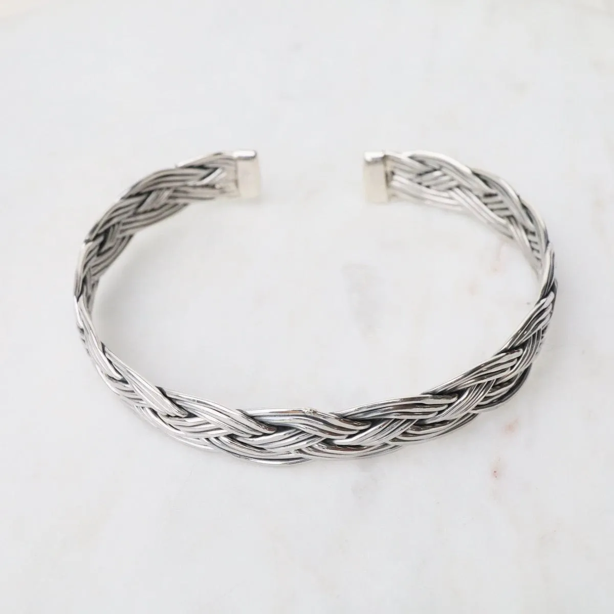 1/2" 9 Strand Woven Sterling Silver Cuff