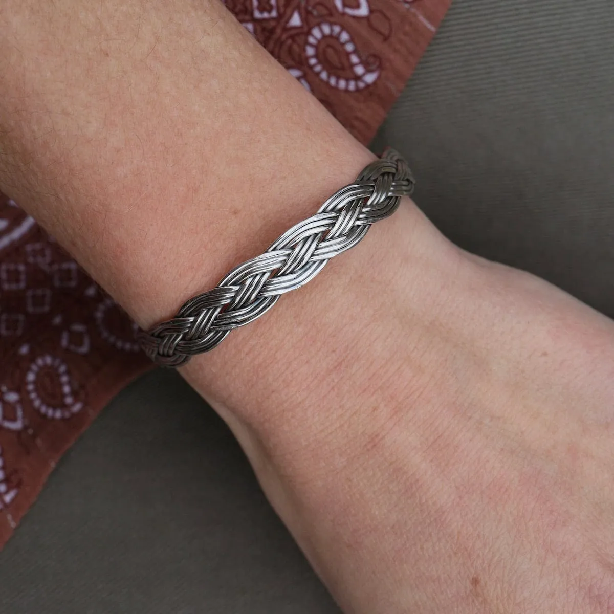 1/2" 9 Strand Woven Sterling Silver Cuff