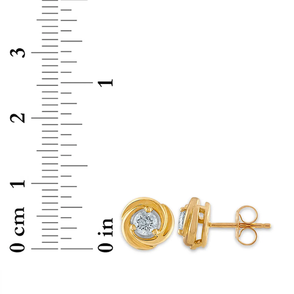 1/4 CTW Diamond Stud Love Knot Earrings in 10KT Yellow Gold