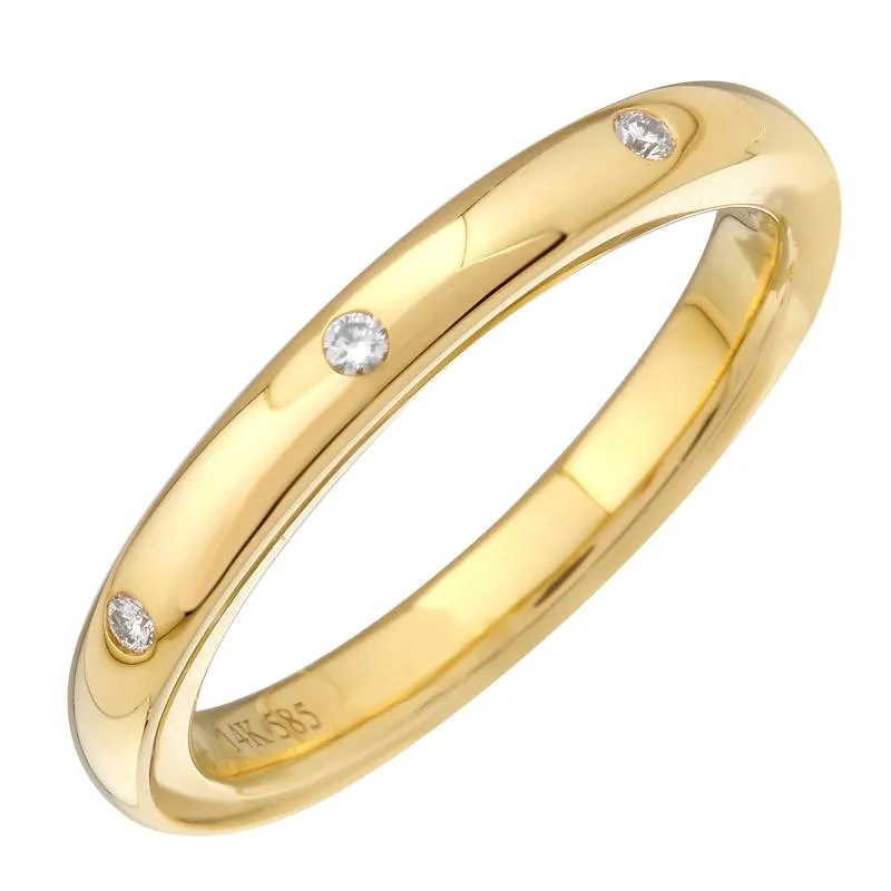 14K Burnish Set Diamond Stackable Band