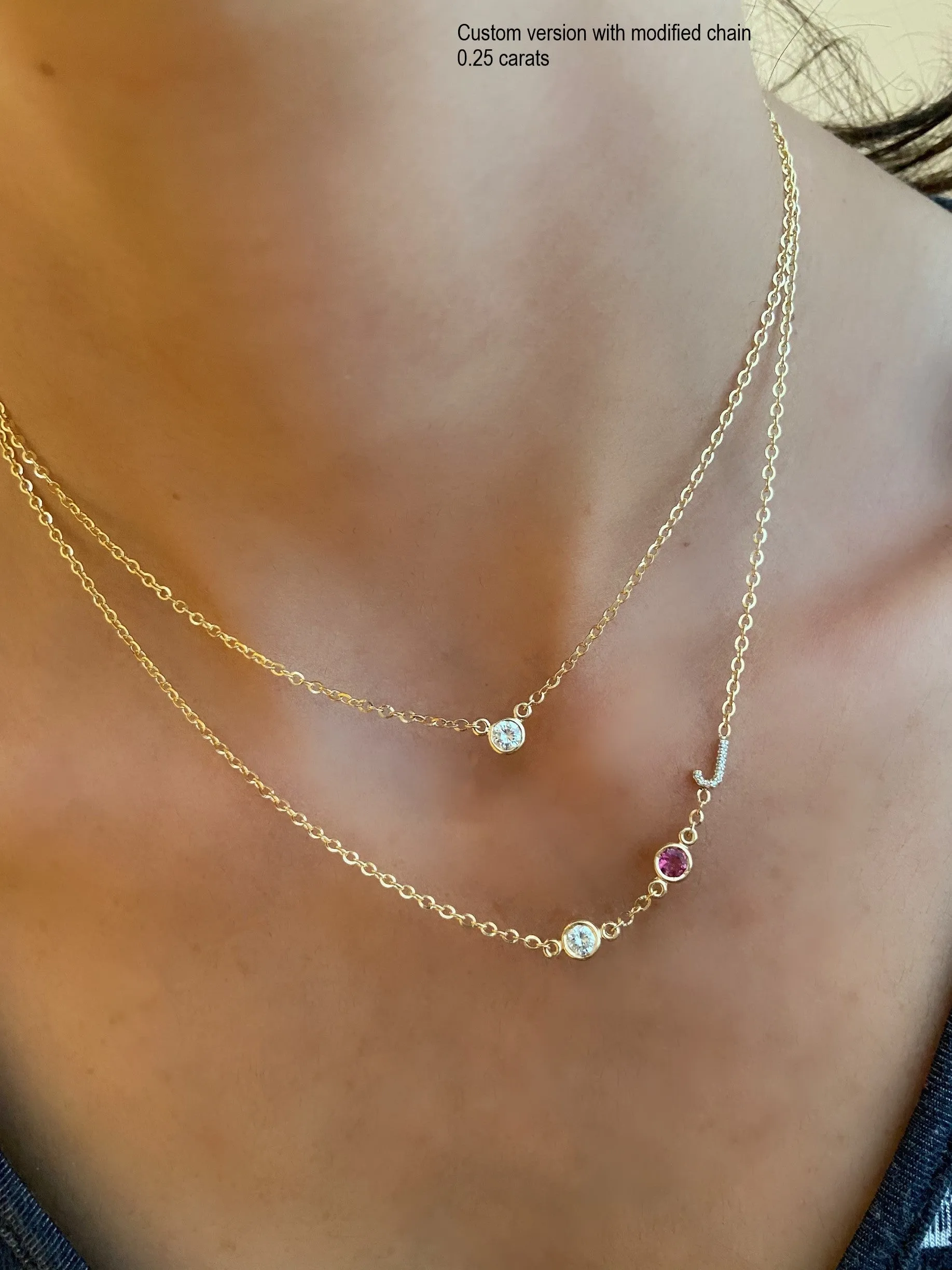 14K Diamond Bezel Necklace