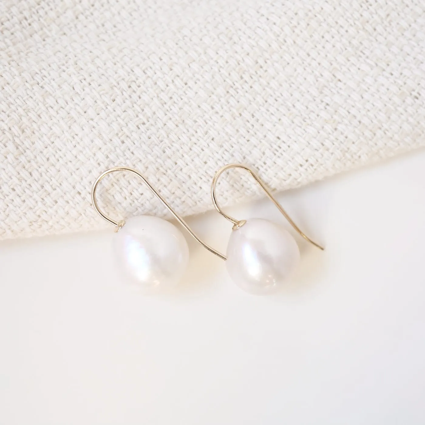 14k Gold 20mm Baroque Pearl Drop Earrings