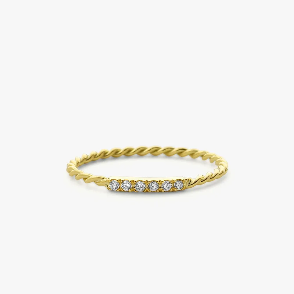 14K Gold Twisted Diamond Wedding Band