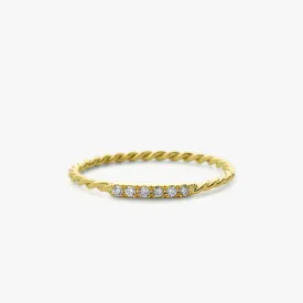 14K Gold Twisted Diamond Wedding Band