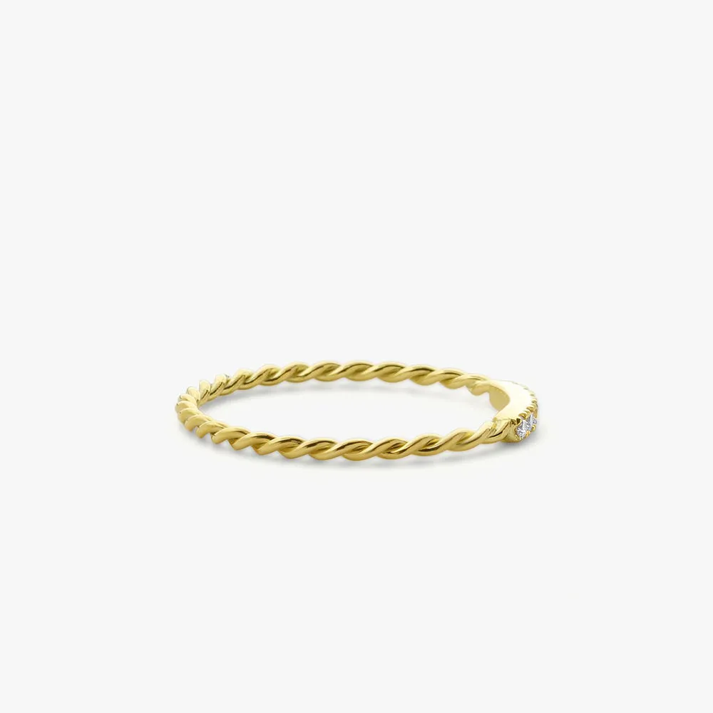 14K Gold Twisted Diamond Wedding Band