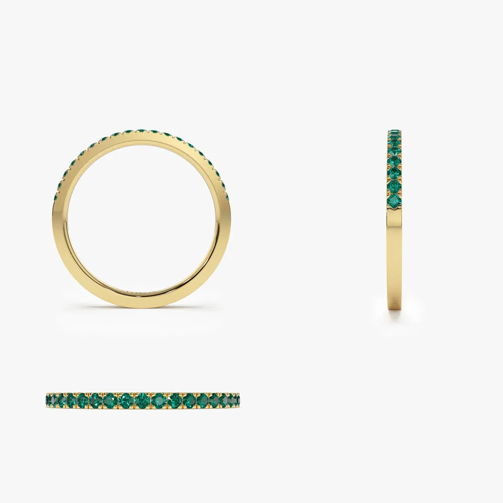 14k Half Eternity Emerald Ring