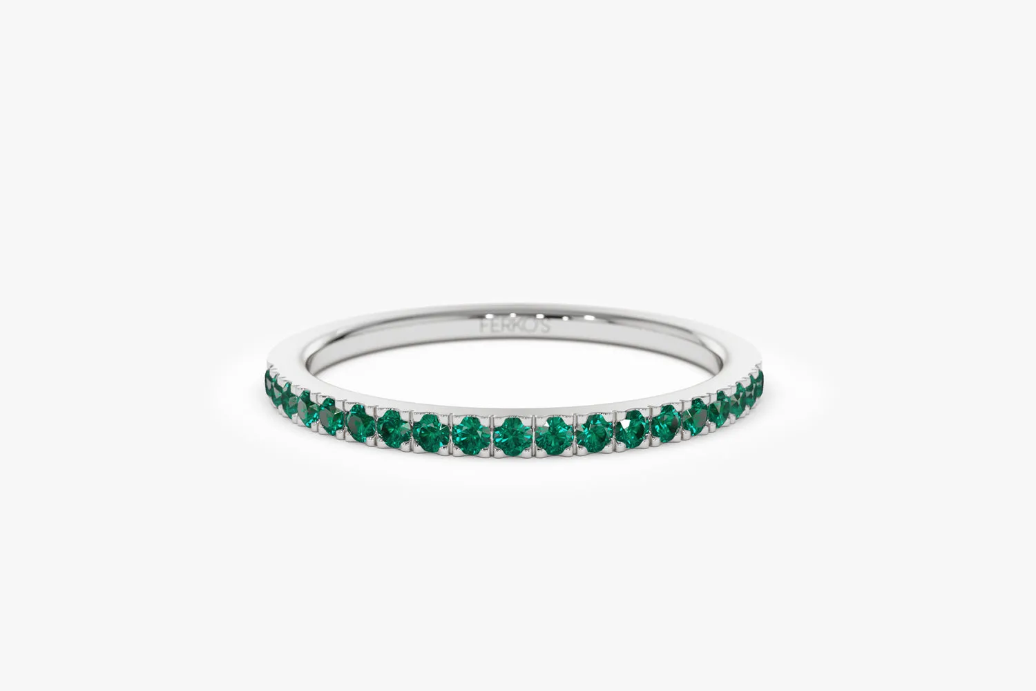 14k Half Eternity Emerald Ring