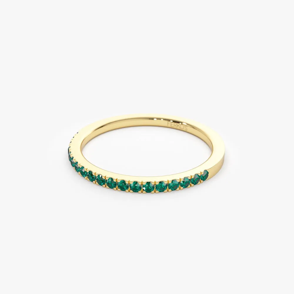 14k Half Eternity Emerald Ring