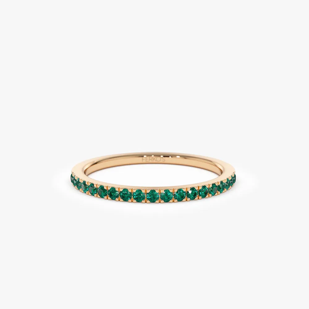 14k Half Eternity Emerald Ring