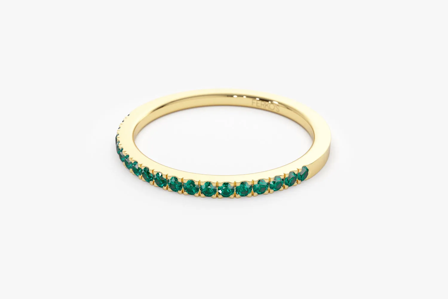 14k Half Eternity Emerald Ring