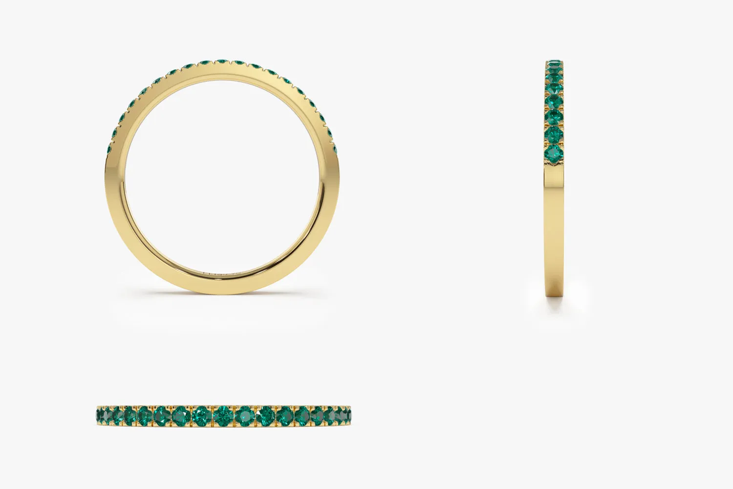 14k Half Eternity Emerald Ring