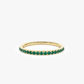 14k Half Eternity Emerald Ring