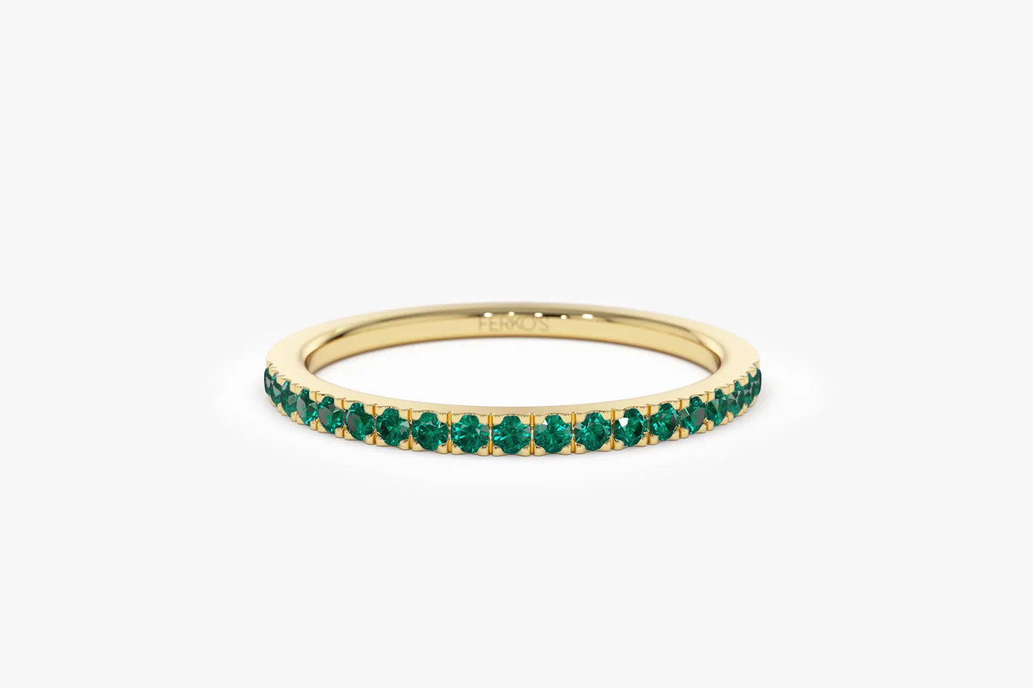 14k Half Eternity Emerald Ring