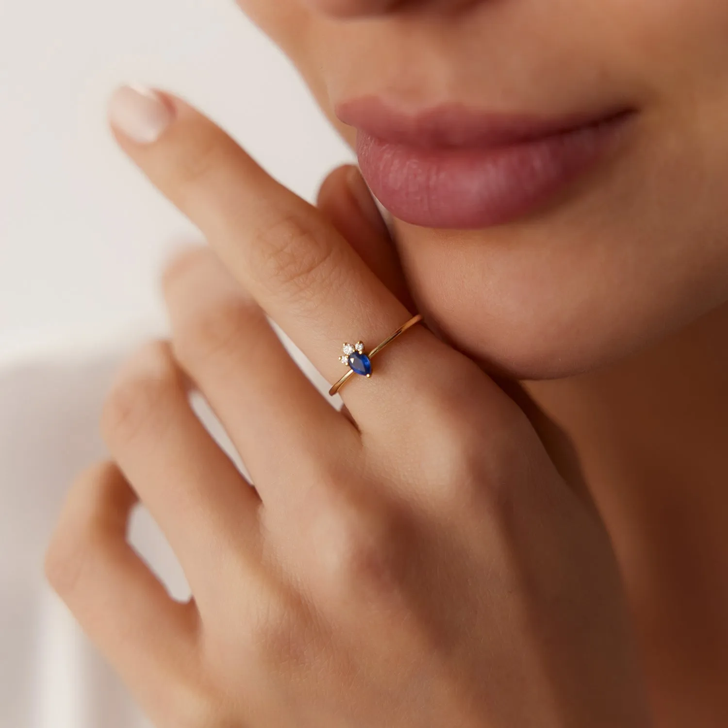 14k Mini Sapphire and Diamond Ring