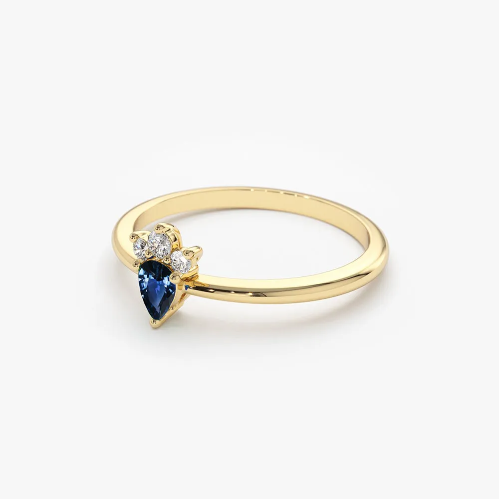 14k Mini Sapphire and Diamond Ring