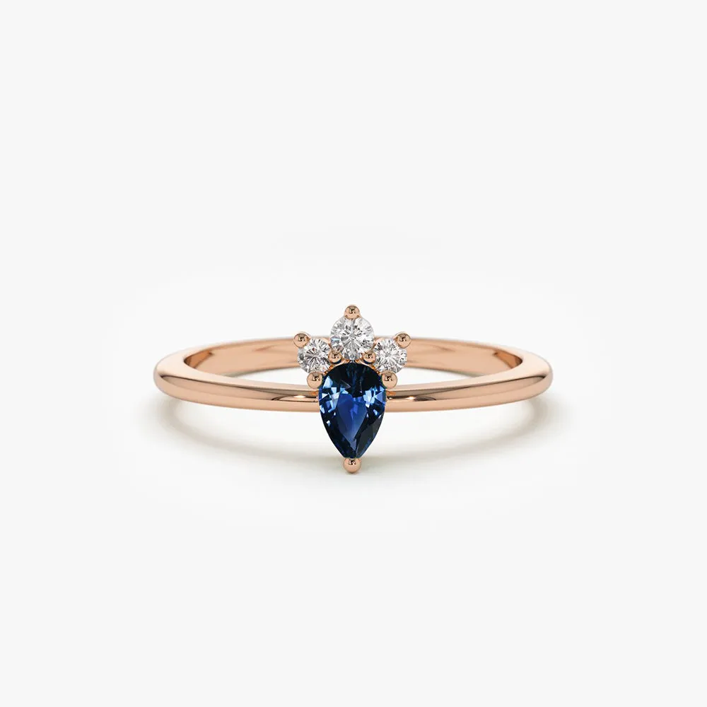 14k Mini Sapphire and Diamond Ring