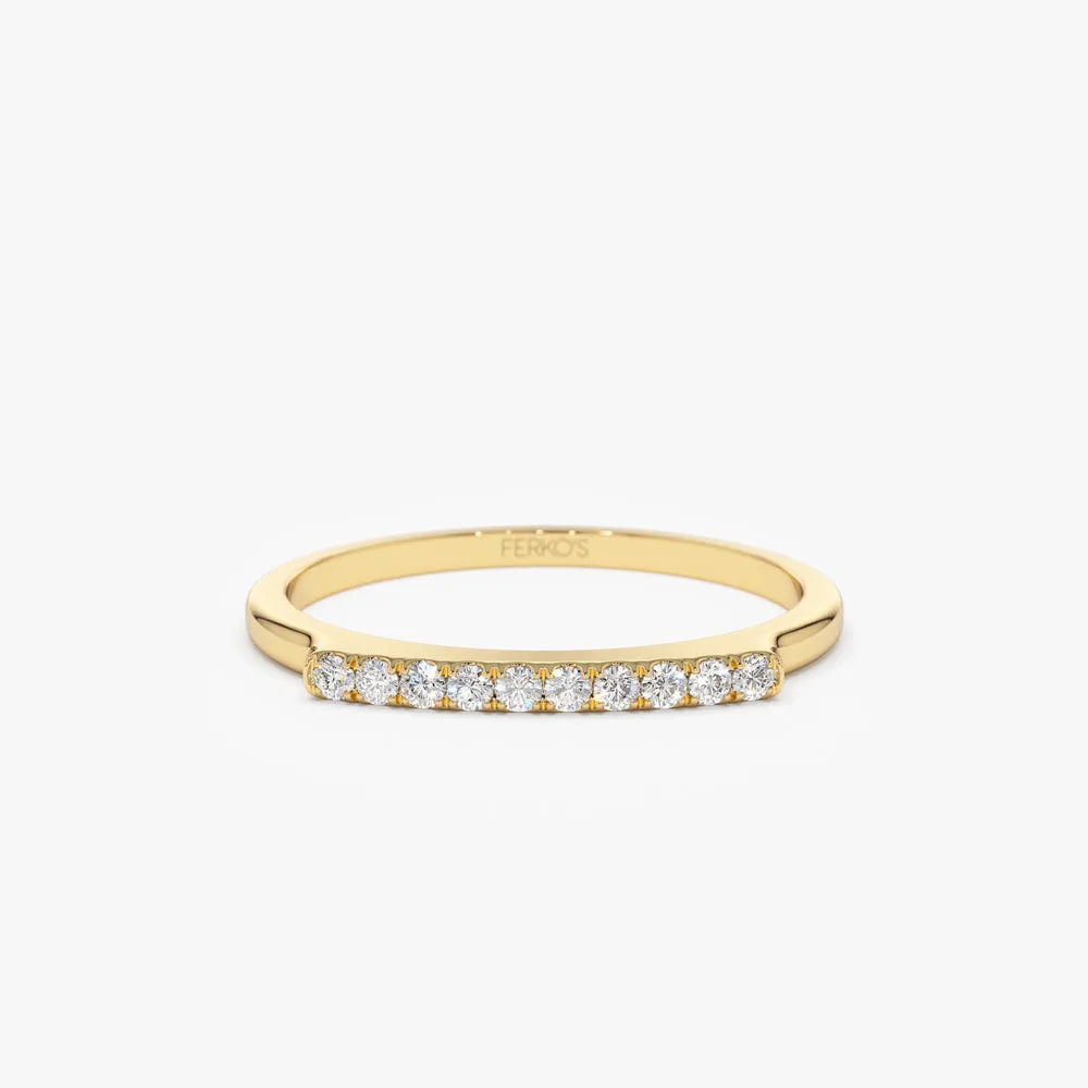 14k Pave Diamond Bar Ring