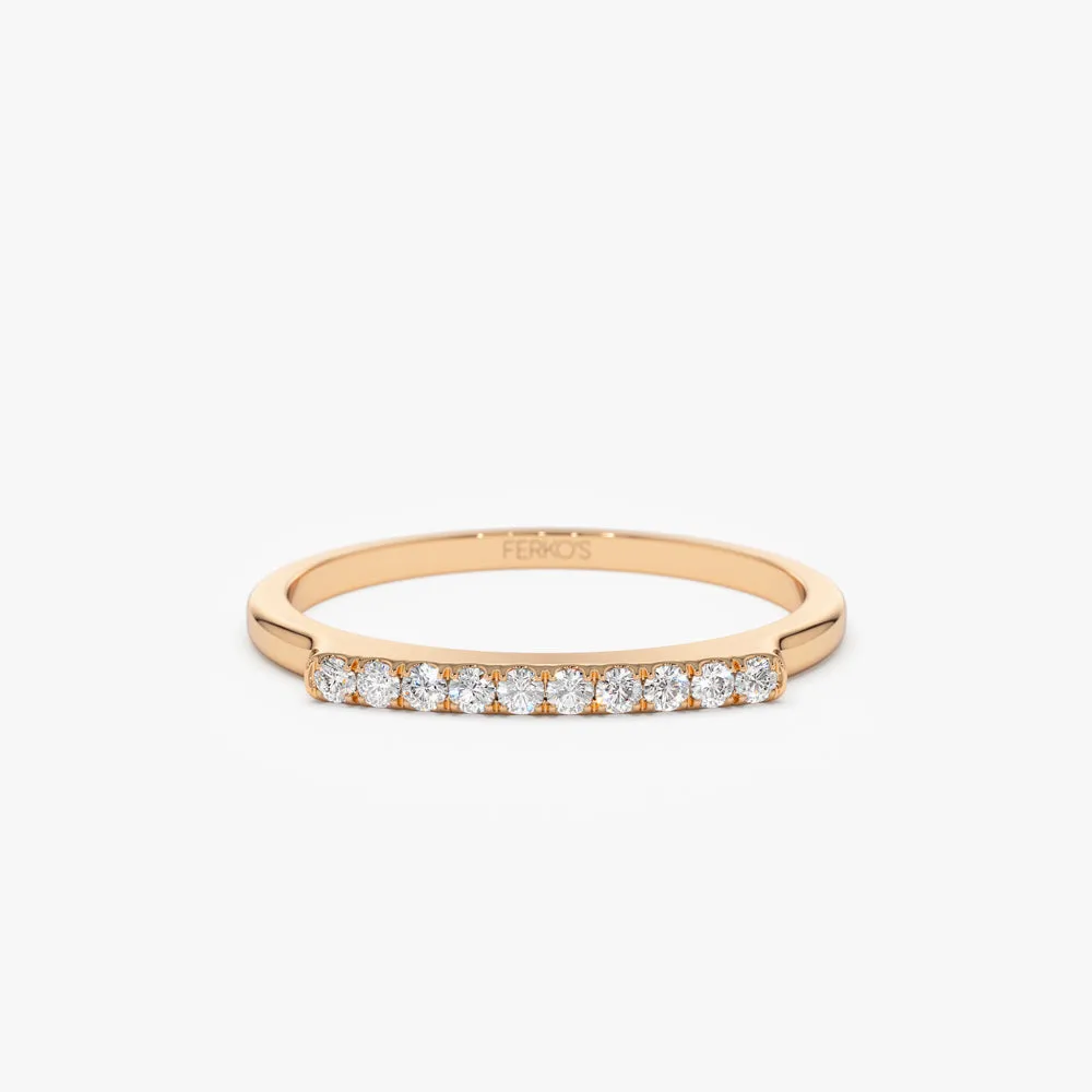 14k Pave Diamond Bar Ring