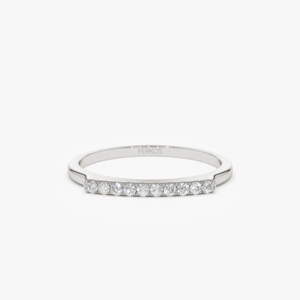 14k Pave Diamond Bar Ring