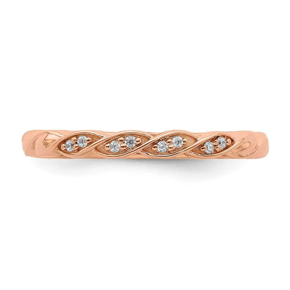 14k Rose Gold Stackable Expressions Diamond Twist Ring | SK2108