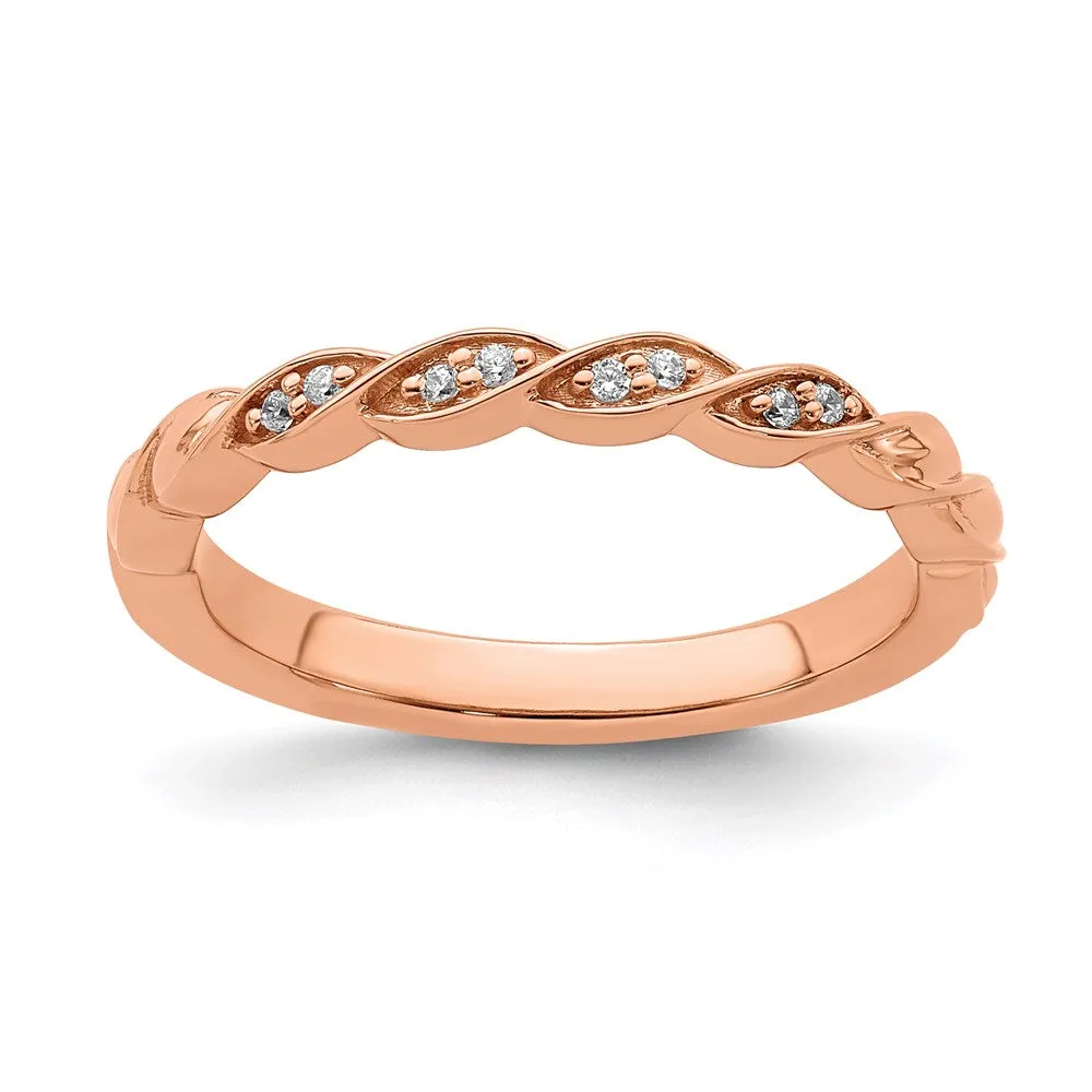 14k Rose Gold Stackable Expressions Diamond Twist Ring | SK2108