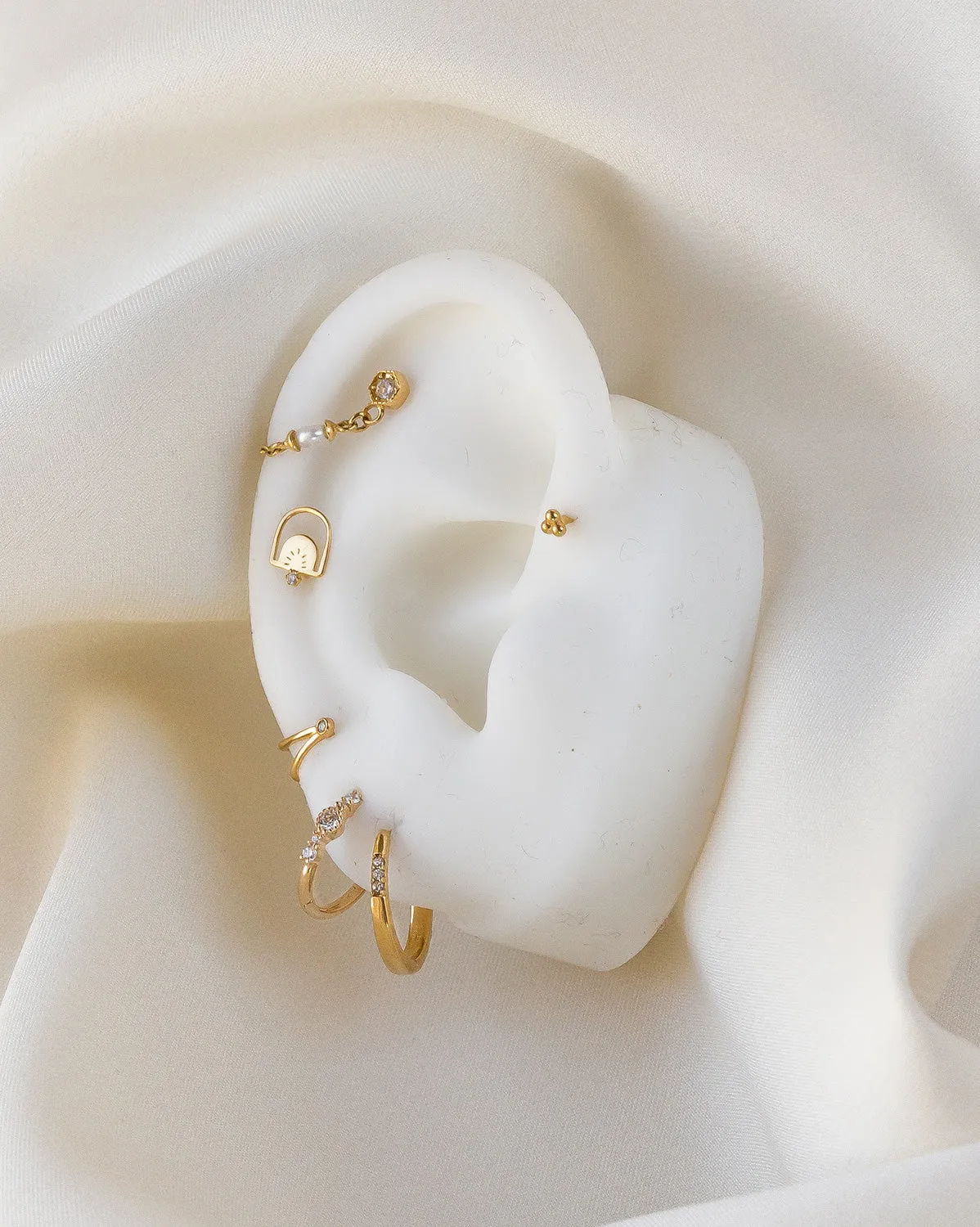 14K Solid Gold Delia Pearl Drop Stud