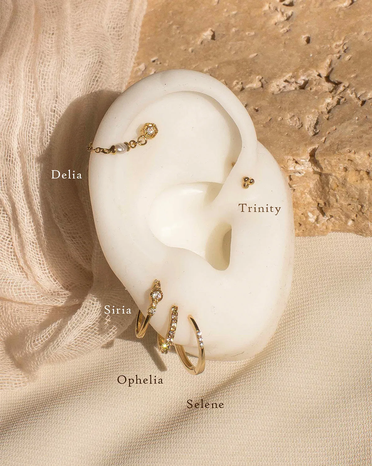 14K Solid Gold Delia Pearl Drop Stud