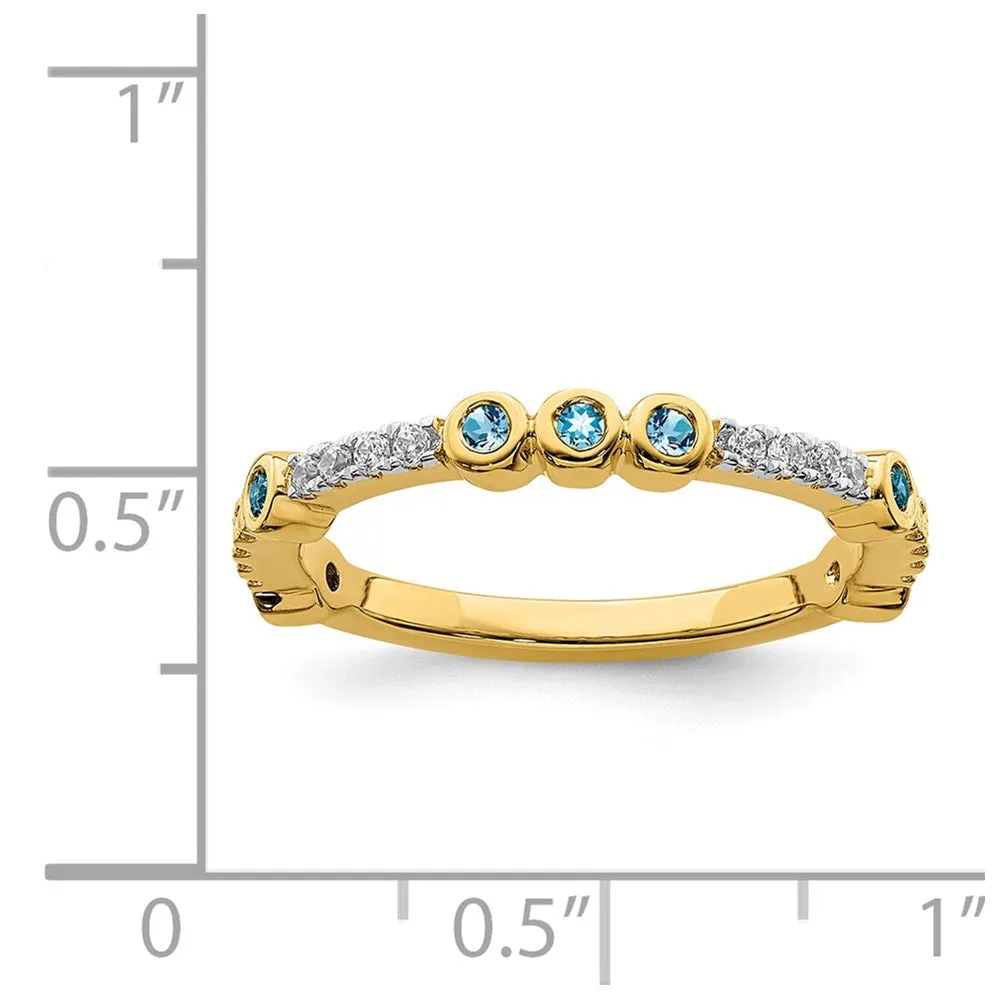 14k Stackable Expressions Blue Topaz and Diamond Ring | SK2075