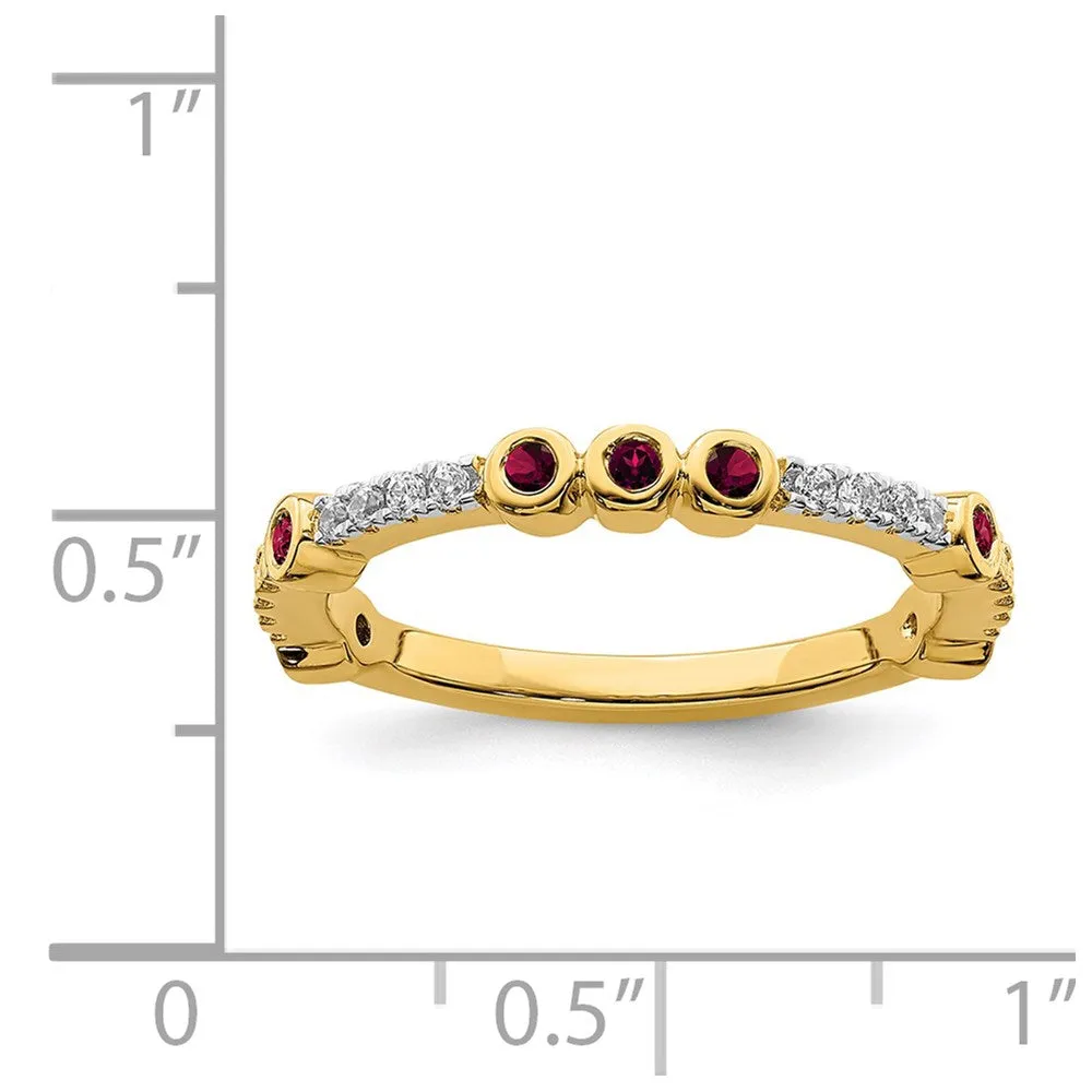 14k Stackable Expressions Created Ruby and Diamond Ring | SK2070