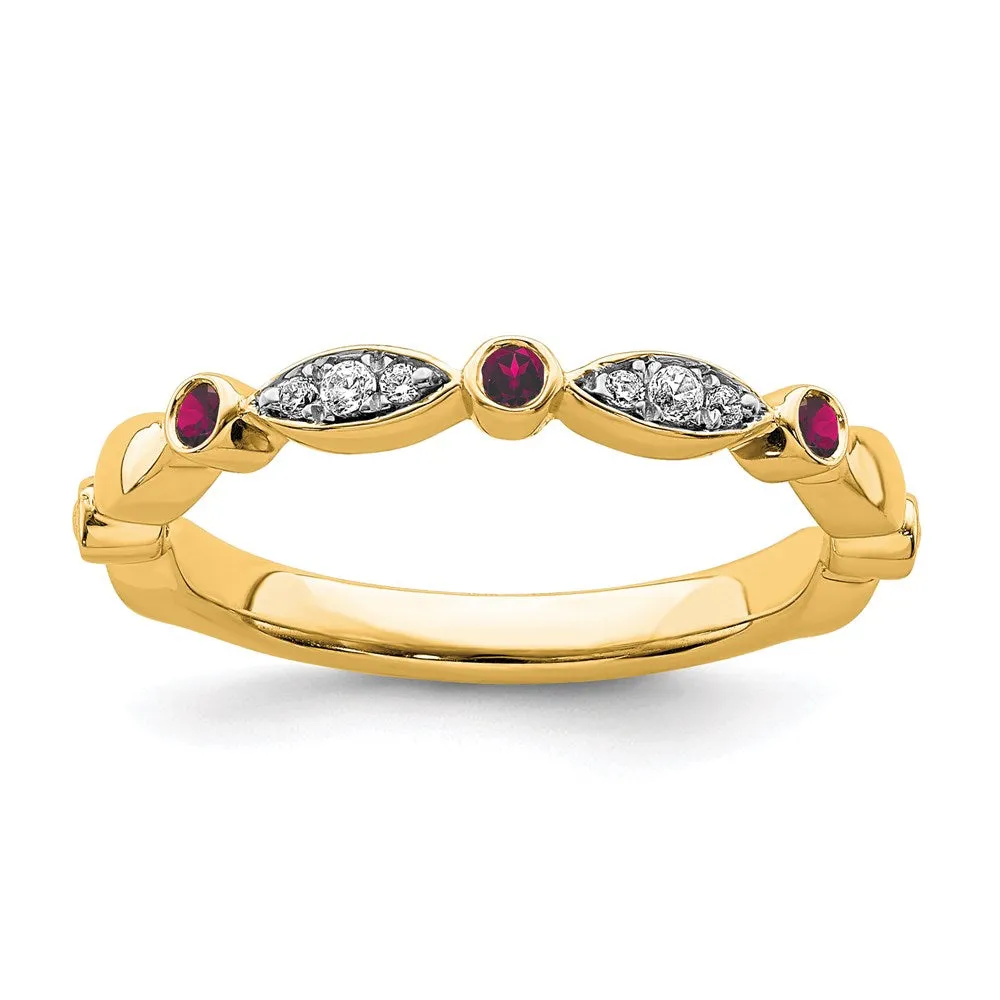 14k Stackable Expressions Created Ruby and Diamond Ring | SK2090