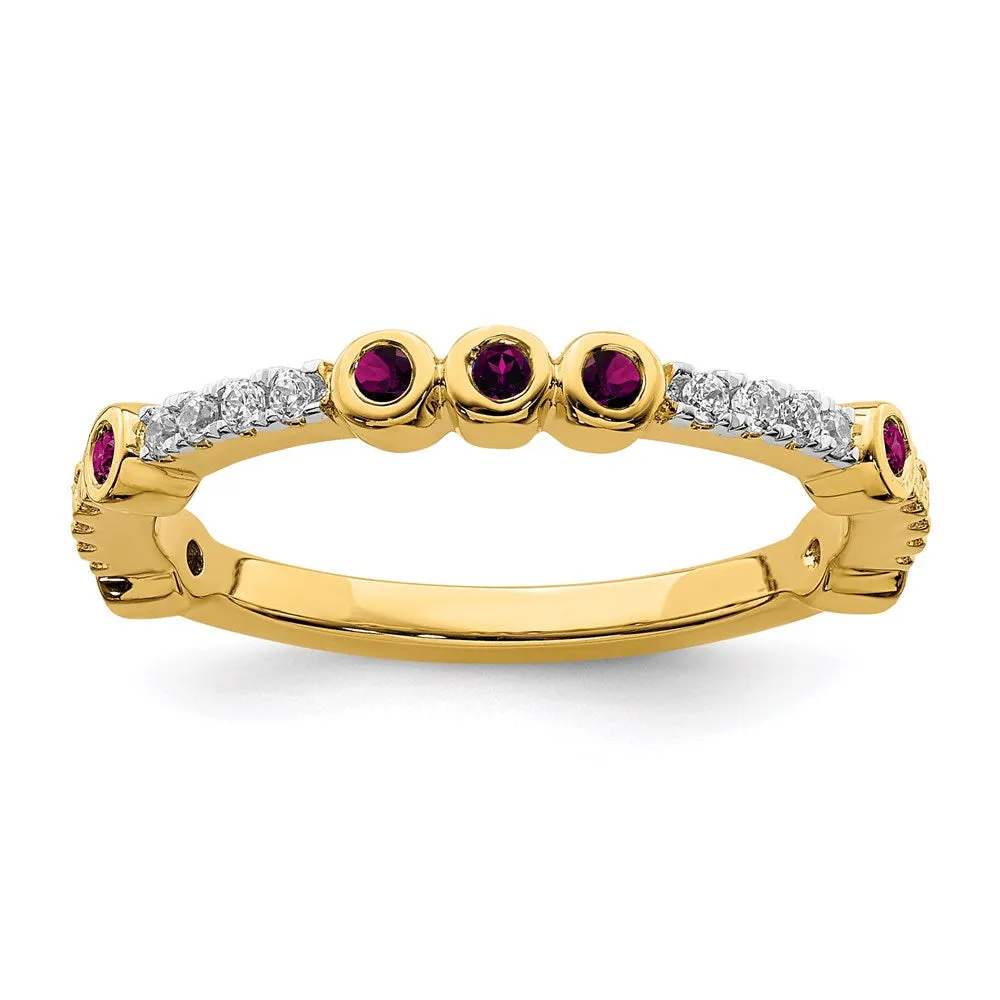 14k Stackable Expressions Rhodolite Garnet and Diamond Ring | SK2069