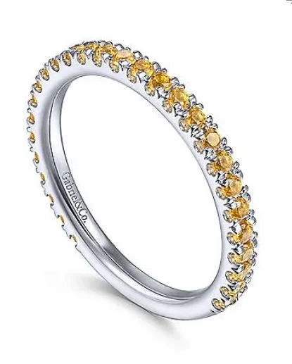 14K White Gold Citrine Stacklable Ring